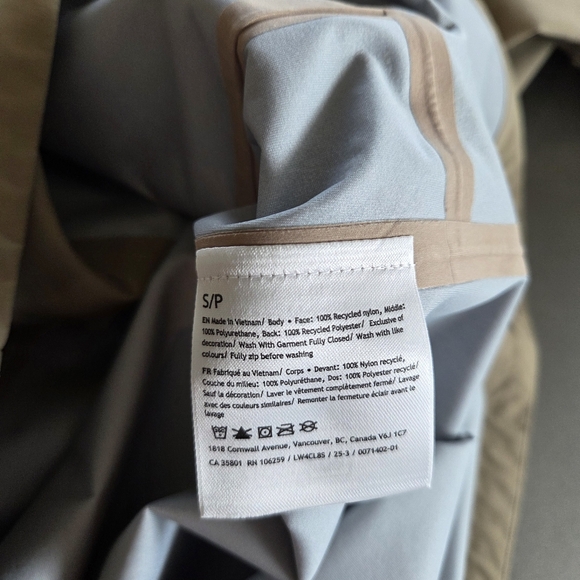 Lululemon Waterproof Fishtail Rain Coat Size Small NWT $298 Sheer Oak - Picture 12 of 16